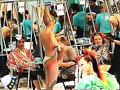 Hidden cams capture nude babes in dressing rooms, lockers and beach cabins